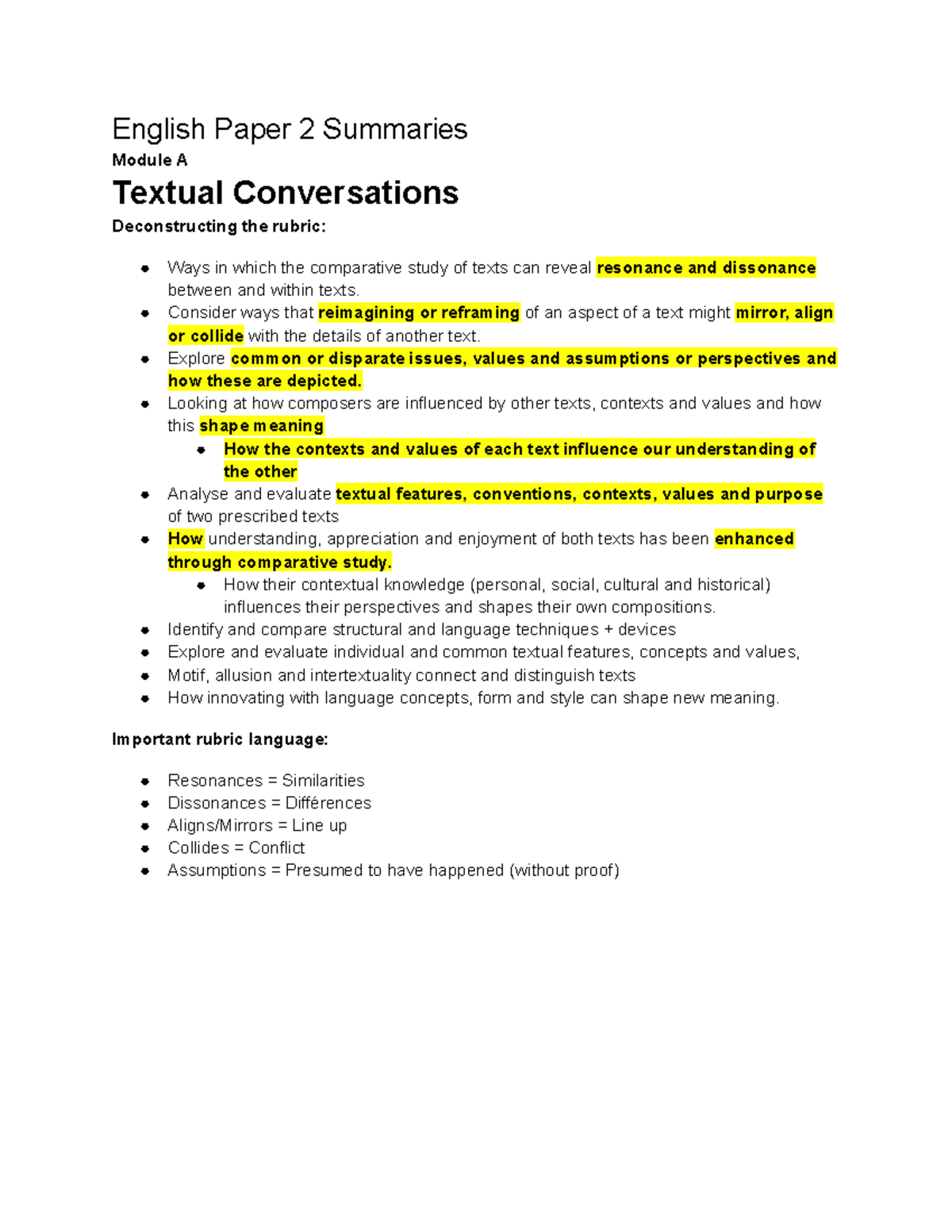 English Paper 2 Summaries - English Paper 2 Summaries Module A Textual ...