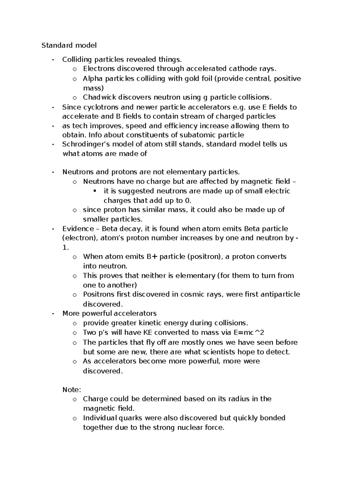 HSC Final Exam Notes: The Standard Model of Particle Physics - Studocu