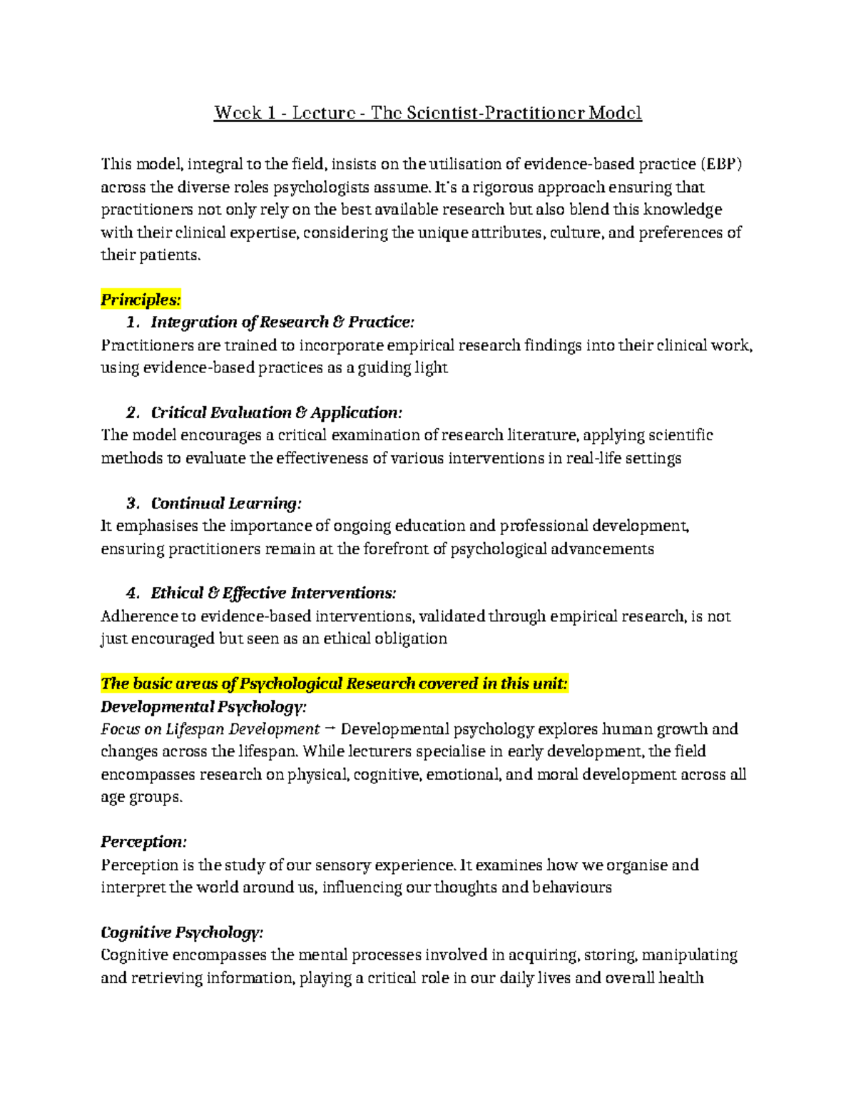 Week 1 Lecture: The Scientist-Practitioner Model - PSYU1102 - Studocu