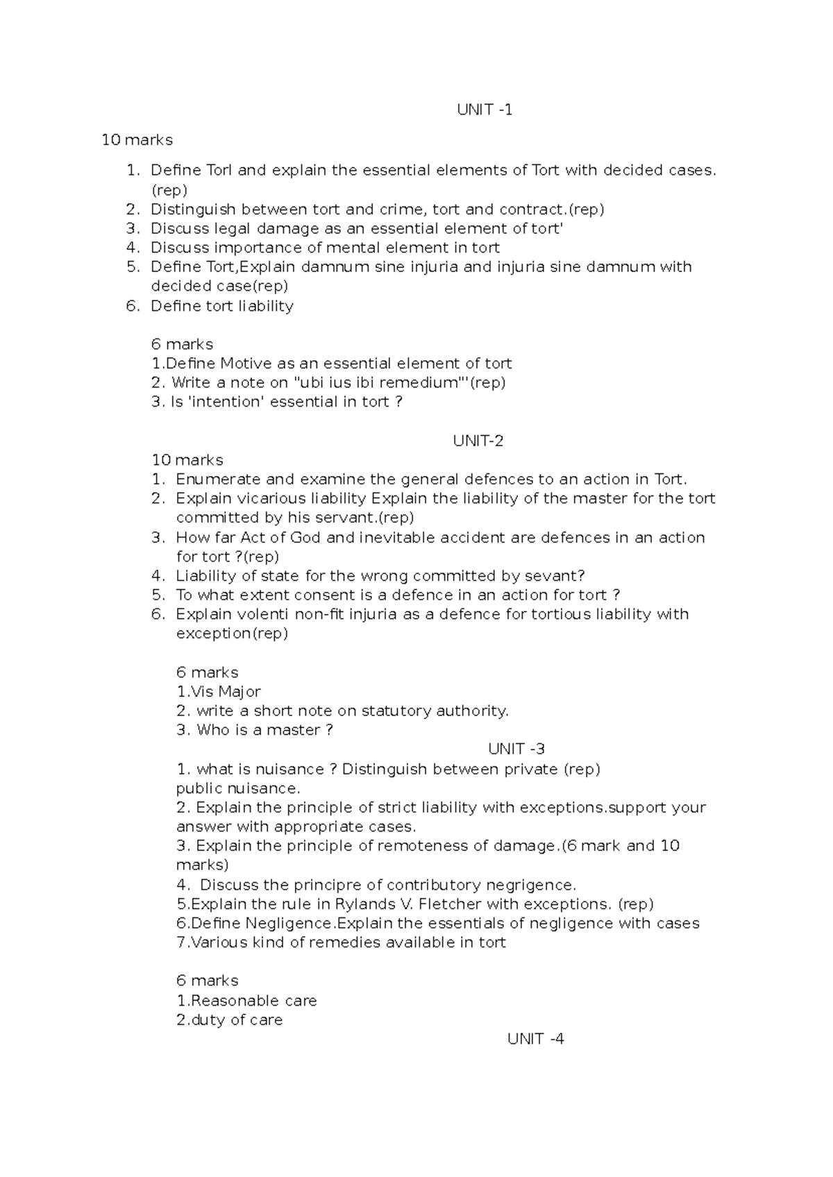 Tort Law Study Guide: Key Concepts & Case Analysis (GCJJ) - Studocu