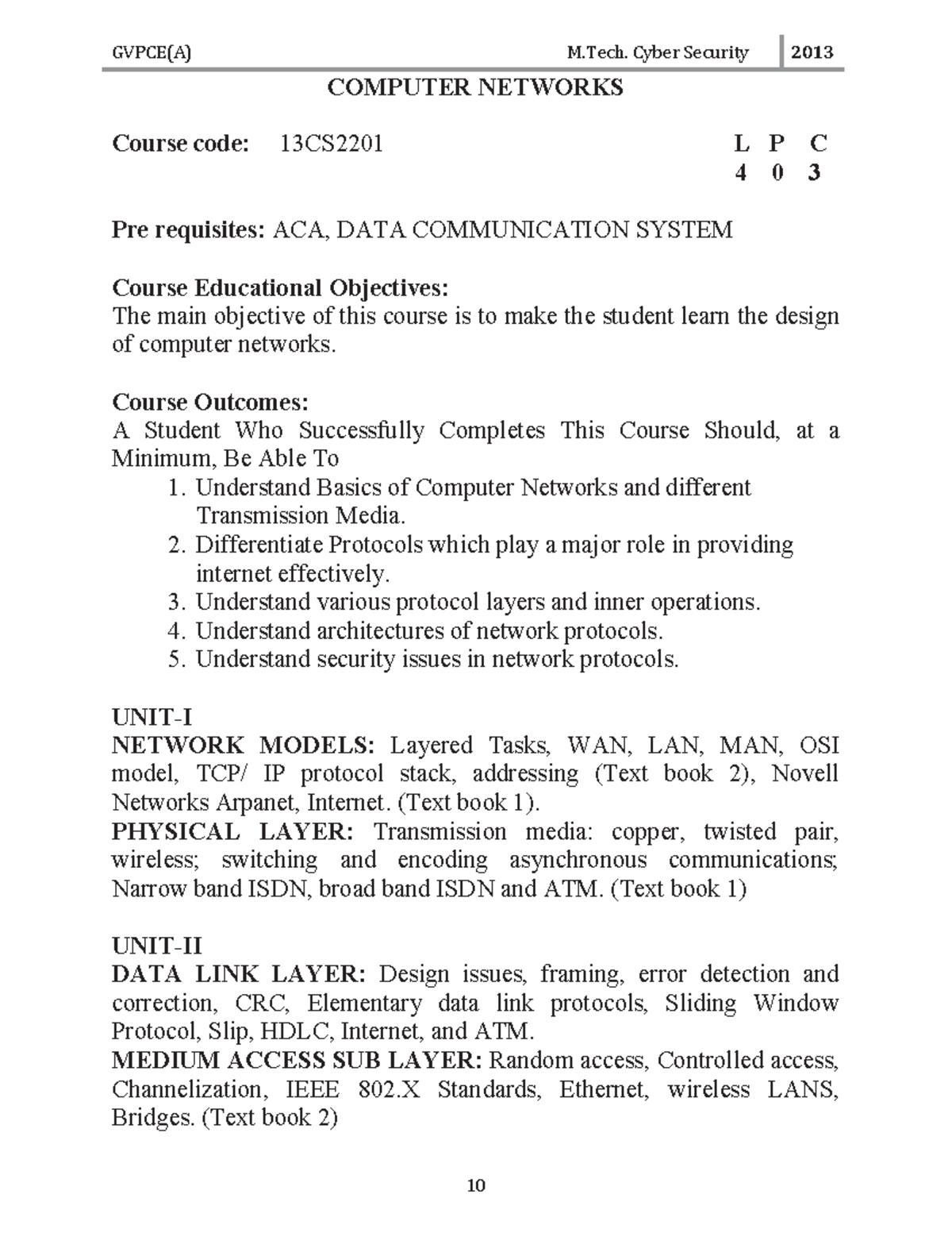 Computer Networks CN NOTES - GVPCE(A) M. Cyber Sec. 2013 - Studocu