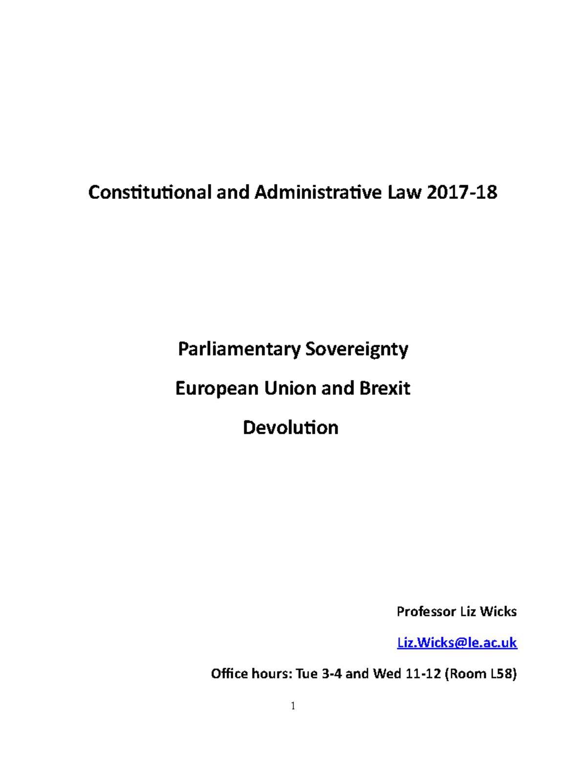 Parliamentary Sovereignty, Brexit & Devolution: Key Concepts in Law ...
