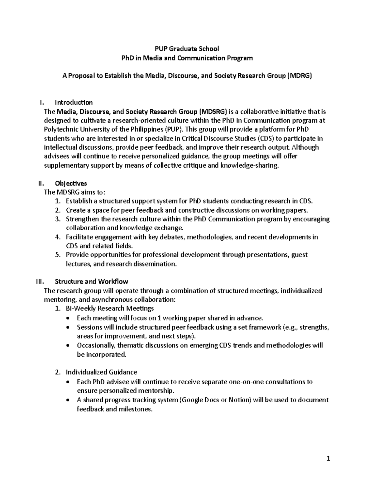 Proposal and concept paper - 1 PUP Graduate School PhD in Media and ...