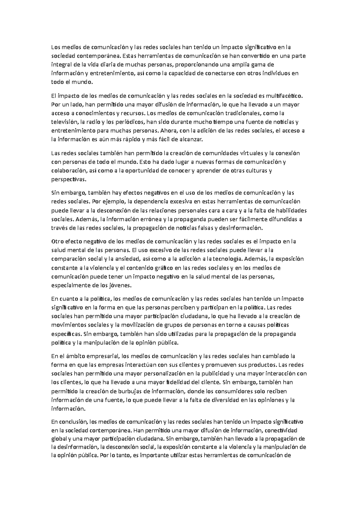 Impacto de las Redes Sociales en la Sociedad Contemporánea - Studocu