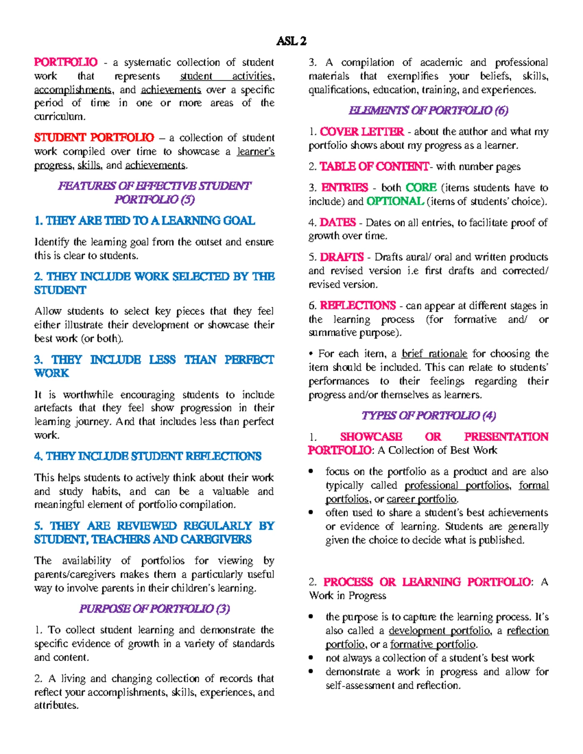 ASL 2 Final Exam Review: Understanding Assessment Types and Models ...