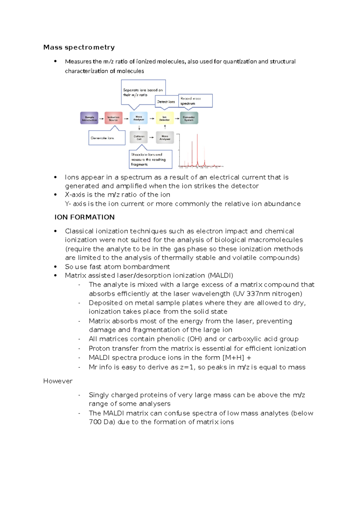 MS Analysis: Comprehensive Notes on Mass Spectrometry Techniques - Studocu