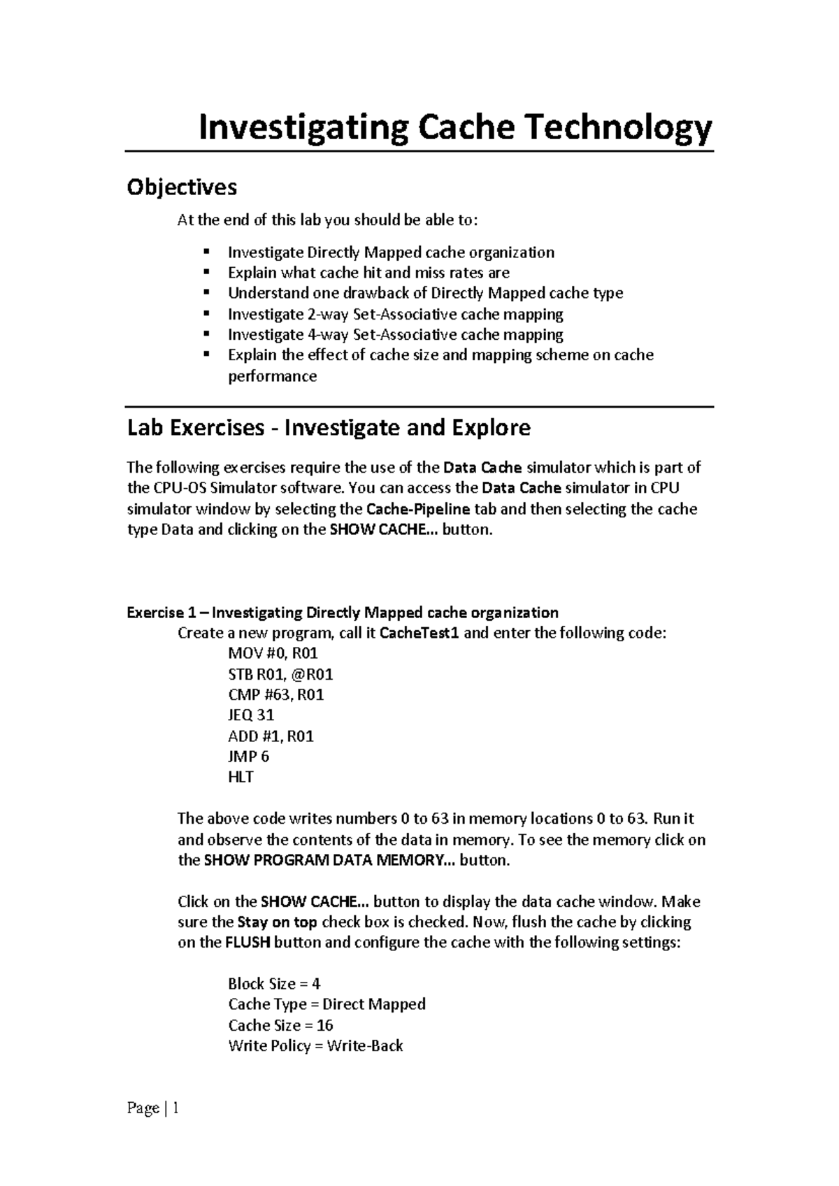 Investigating Cache Tech Solutions: Lab Exercises & Performance ...