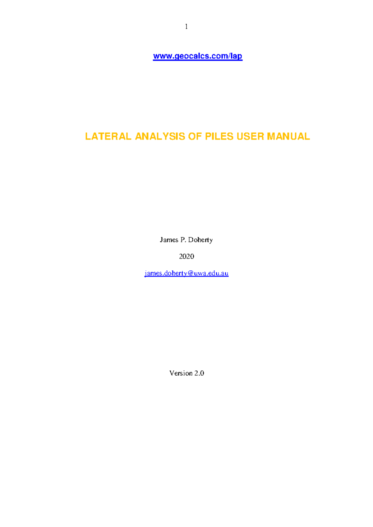 LAP 2020 User Manual: Lateral Analysis of Piles Guide - Studeersnel