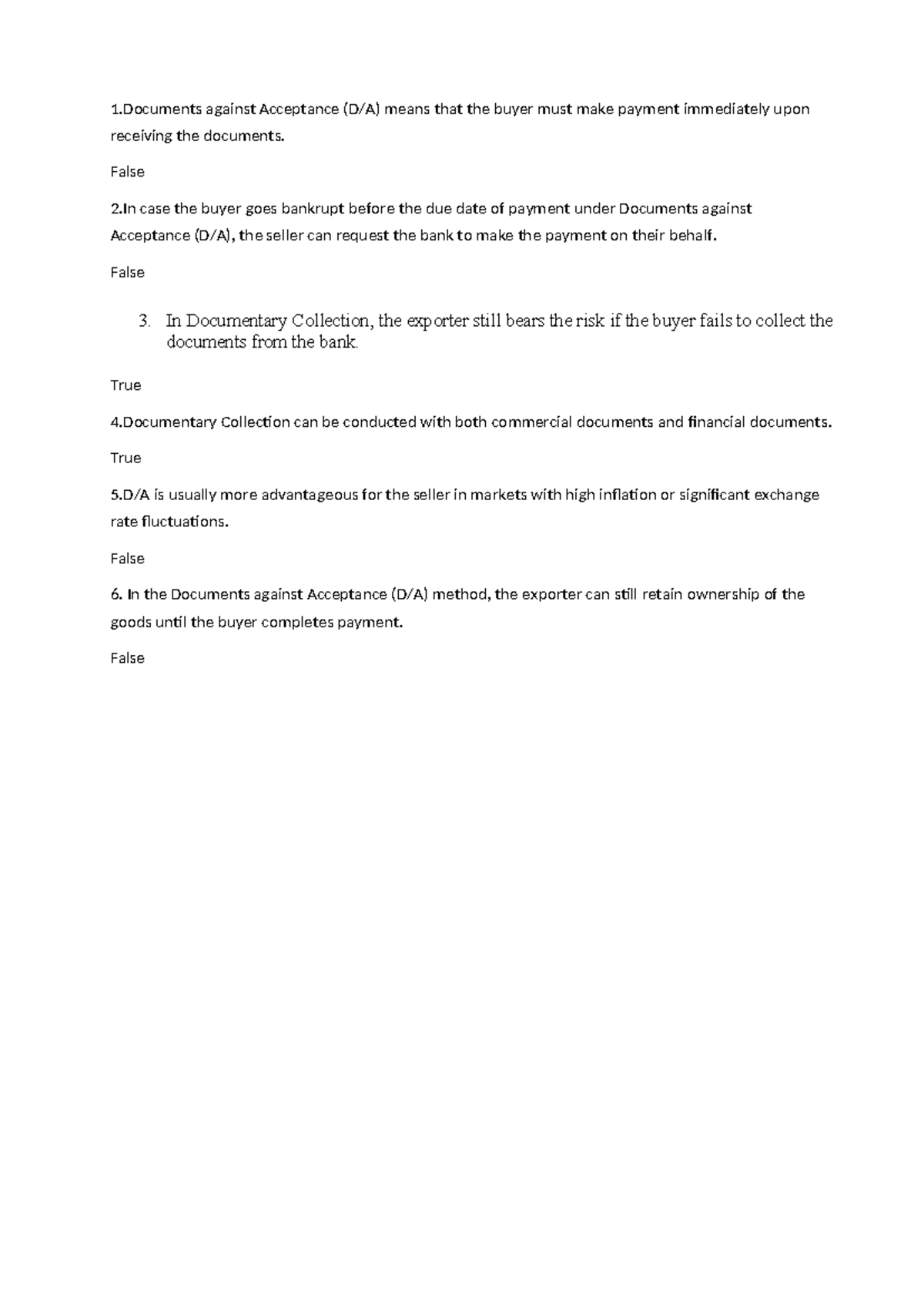 11 - Documentary Collection and Payment Methods Analysis - Studocu