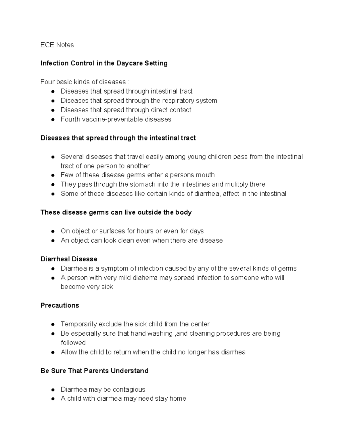 Untitled document (5 - notes - ECE Notes Infection Control in the ...