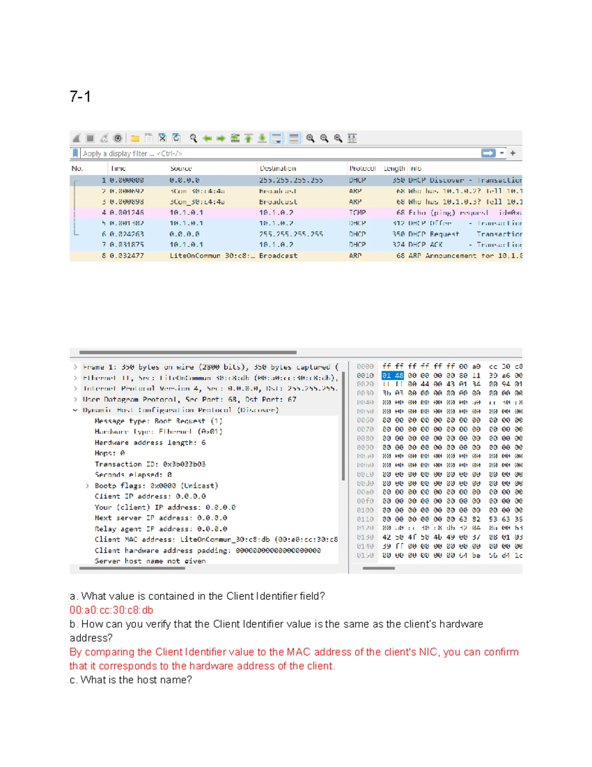 Capstone Lab 1: Analyzing DHCP Discover Messages with Wireshark - Studocu