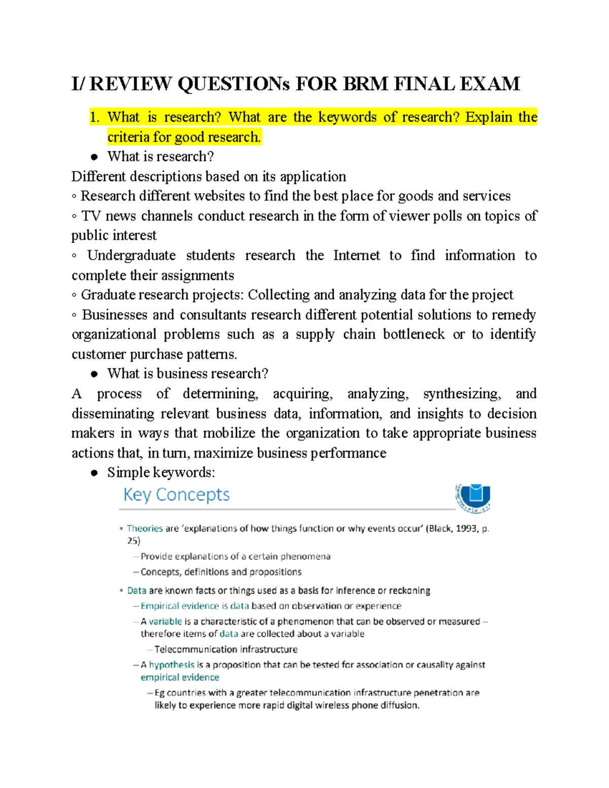 BRM-Final-Question - Final BRM - REVIEW QUESTIONs FOR BRM FINAL EXAM ...