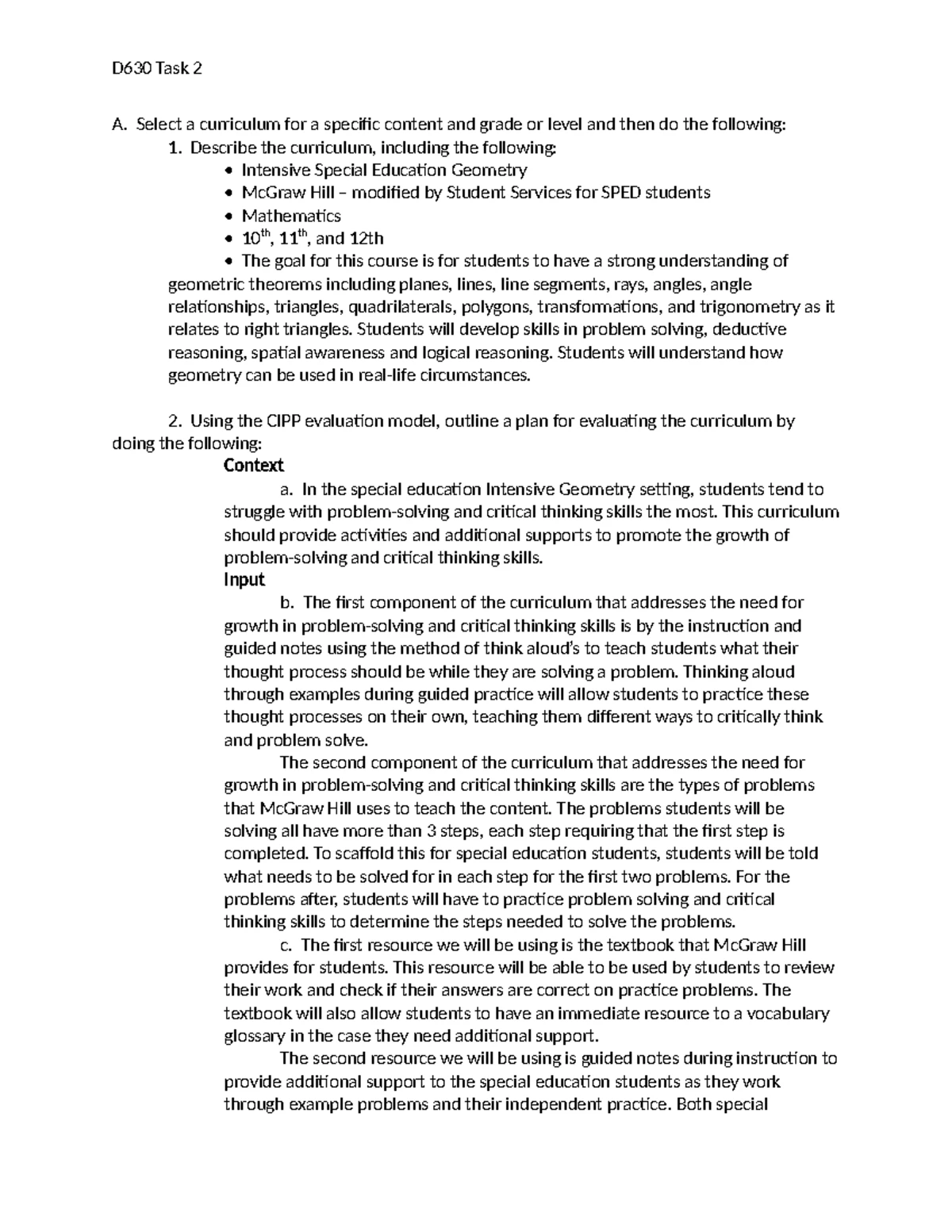 D630 Task 3 - Passed! - Evaluating Curriculum Alignment Ally Hudson ...