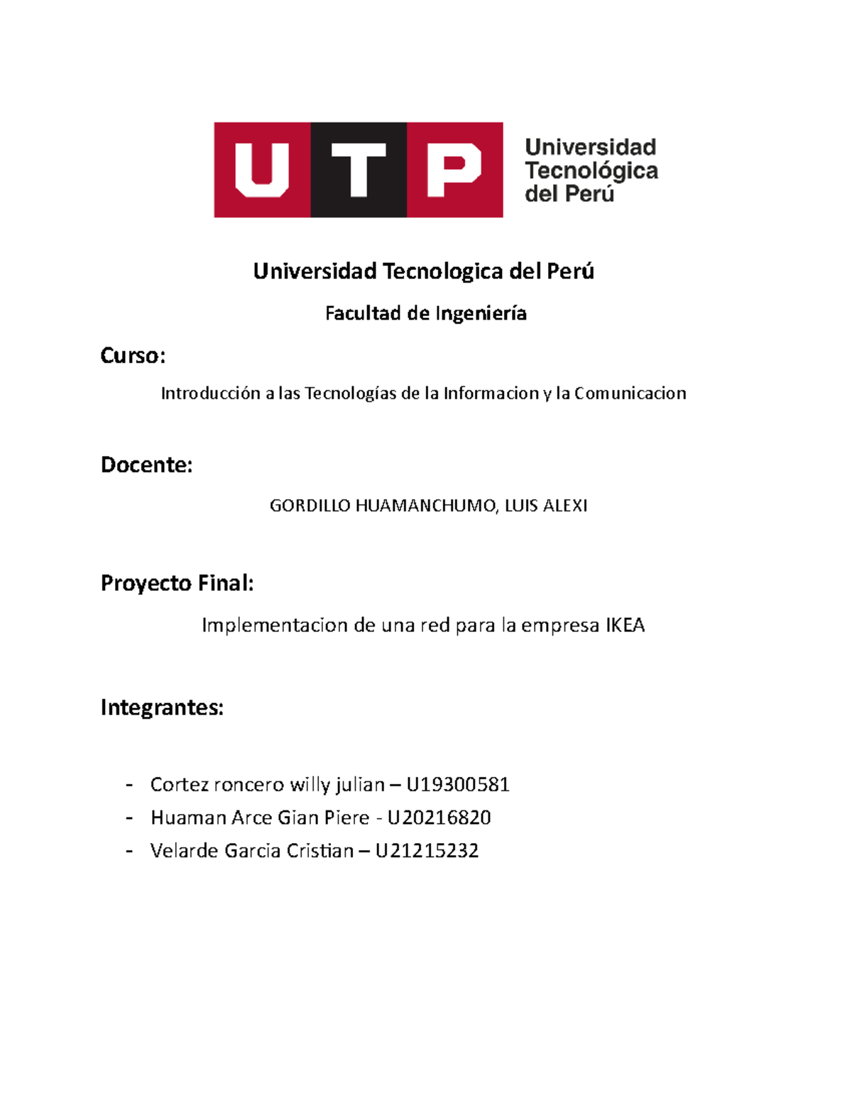 Trabajo Final TIC: Implementación de Red para IKEA - Document Preview