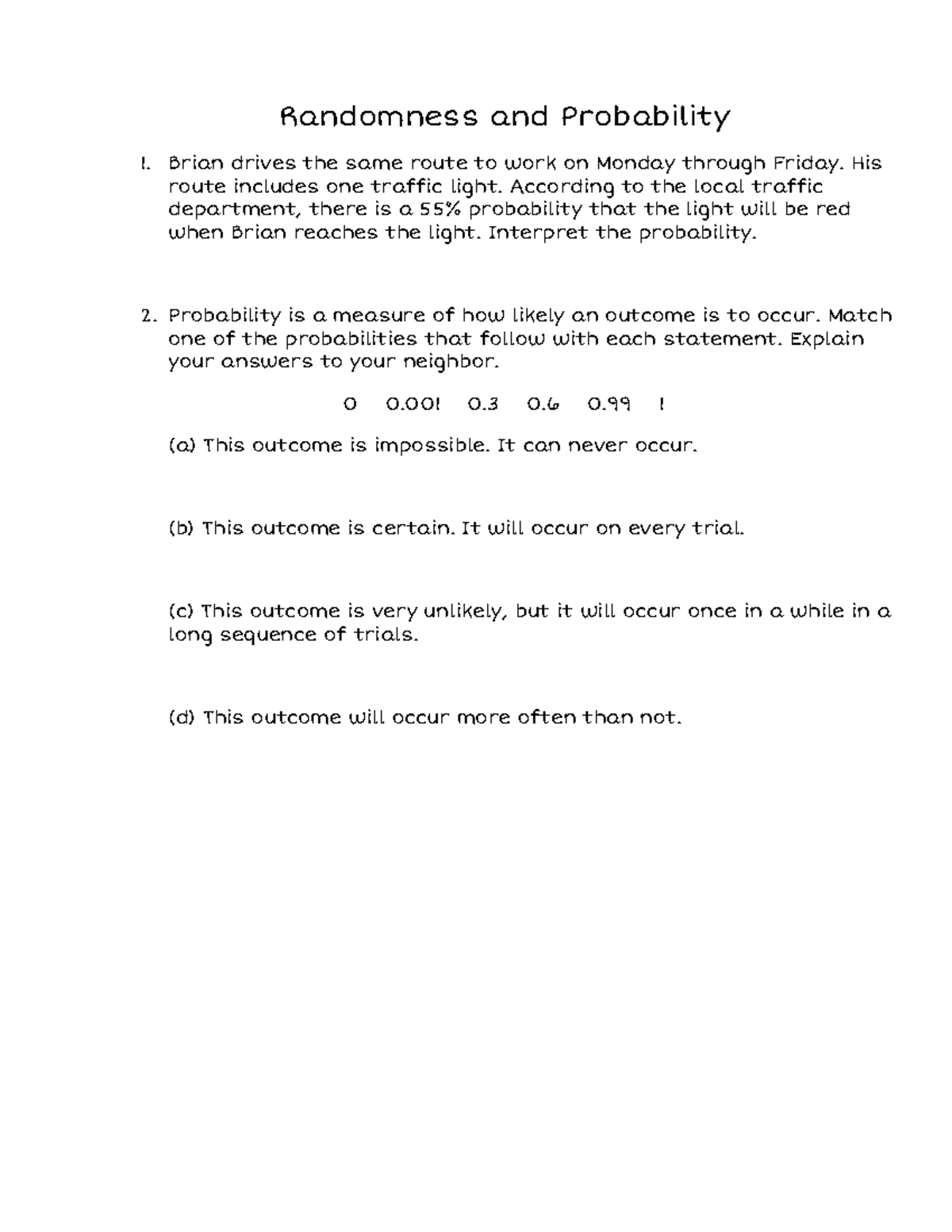 Randomness & Probability Notes for Intro to Statistics (STAT101) - Studocu