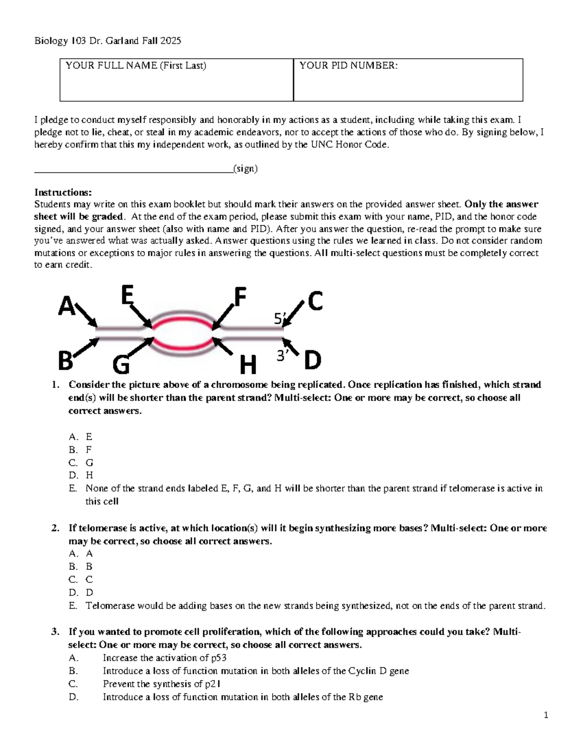 BIOL 103 Exam 2 Study Guide - Fall 2025 Dr. Garland - Studocu