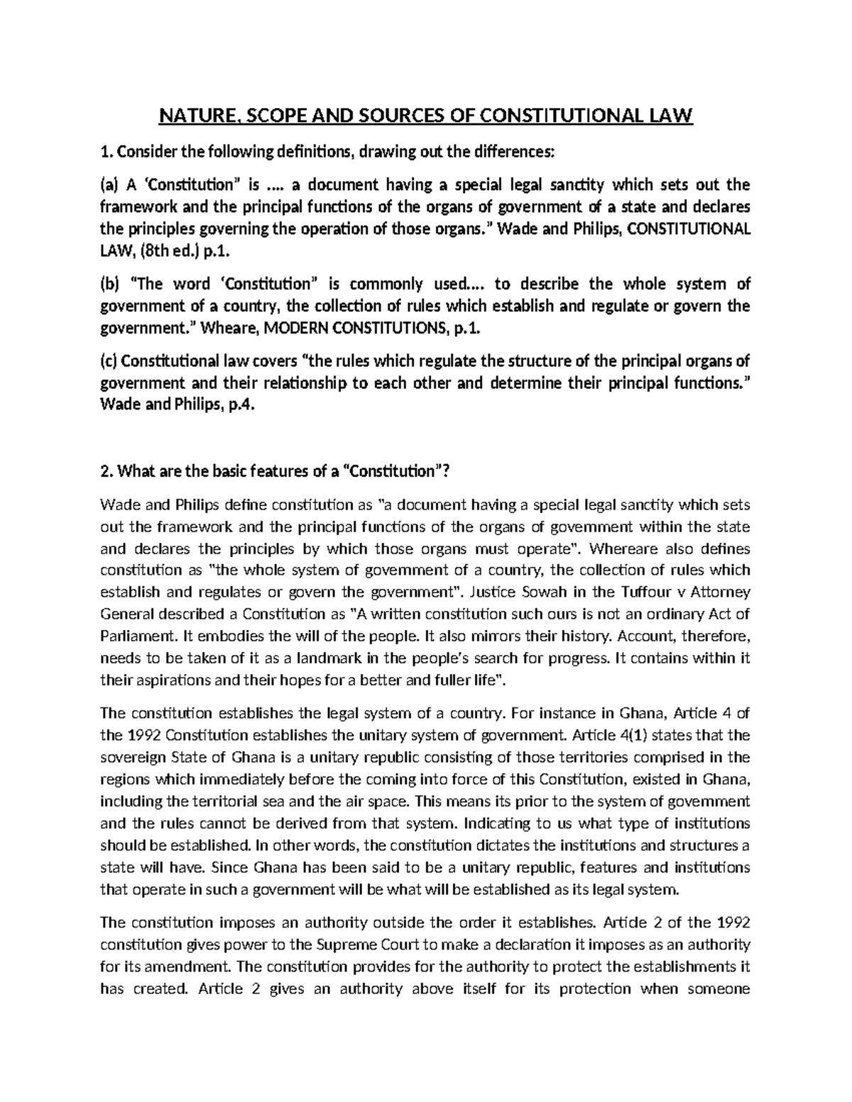 Summary of Constitutional Principles and Case Law (CST 101) - Studocu