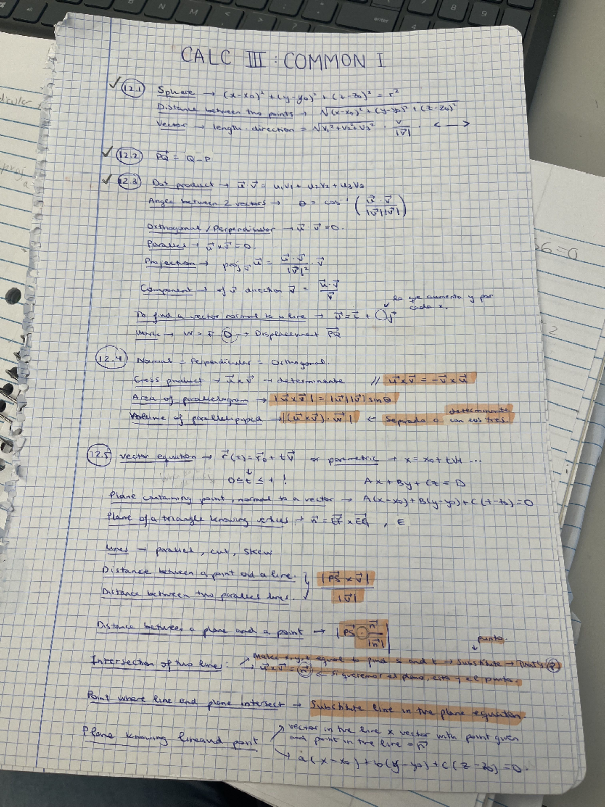 CALC 3: Comprehensive Formula Sheet for Vectors and Geometry - Studocu