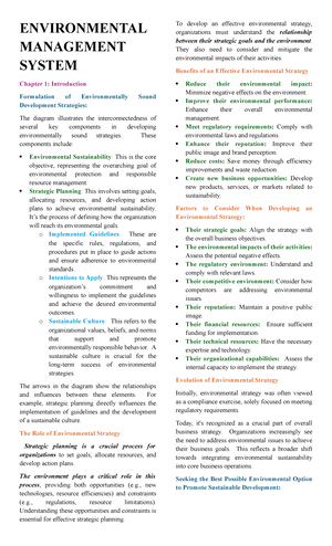 Comprehensive Overview of Environmental Management Strategies (ENV 101 ...