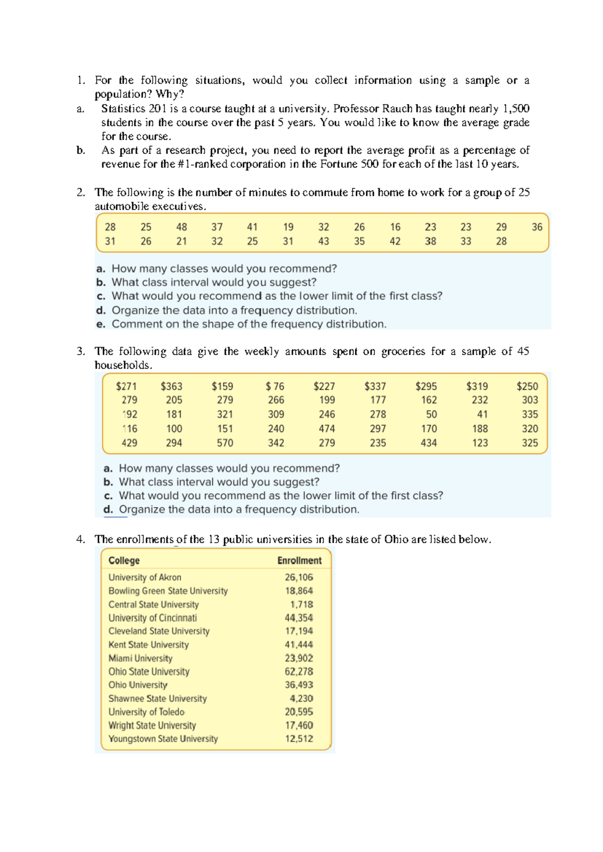 Statistics 201 - Exercise 1: Sampling vs. Population Analysis - Studocu