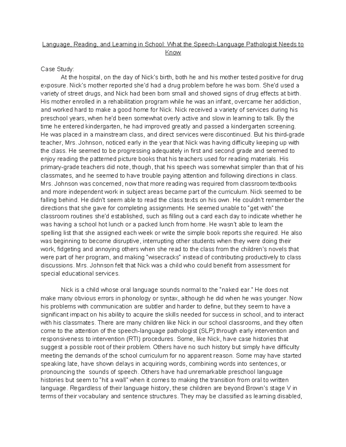 Language and Literacy Challenges for Children with LLD: SLP Insights ...