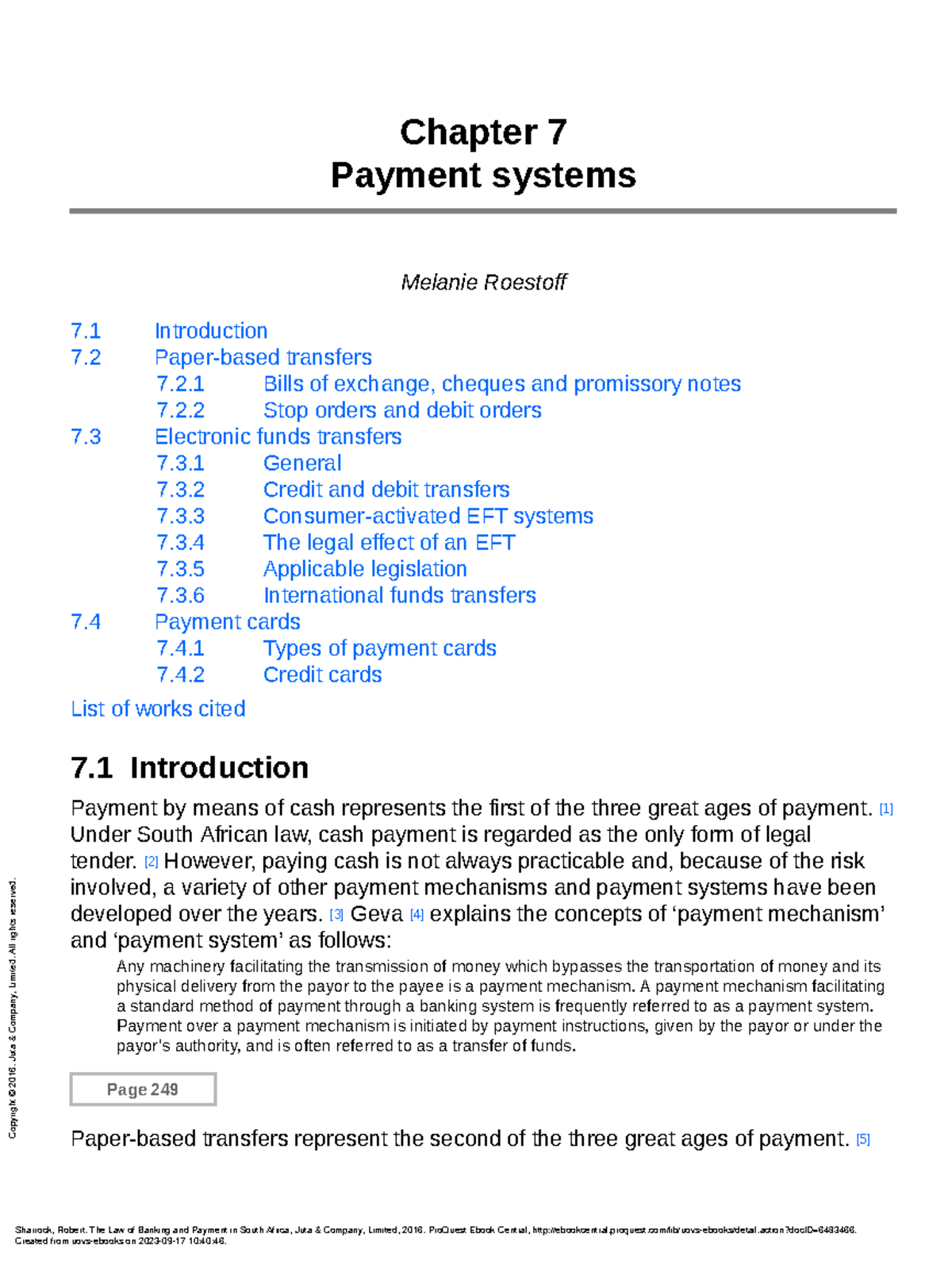 Chapter 7: Payment Systems in South Africa - The Law of Banking - Studocu