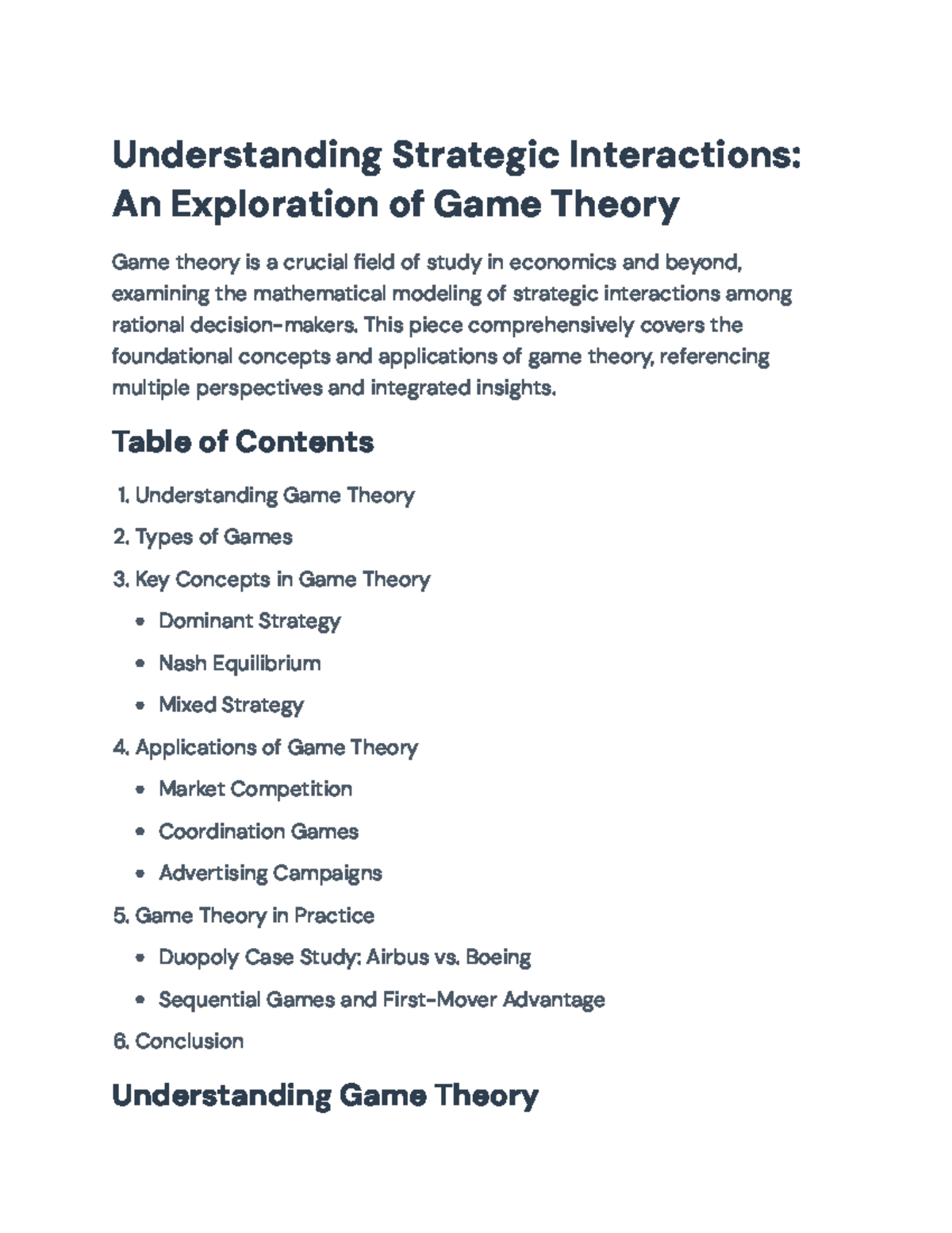 Game Theory Basics: Strategic Interactions & Applications Overview ...