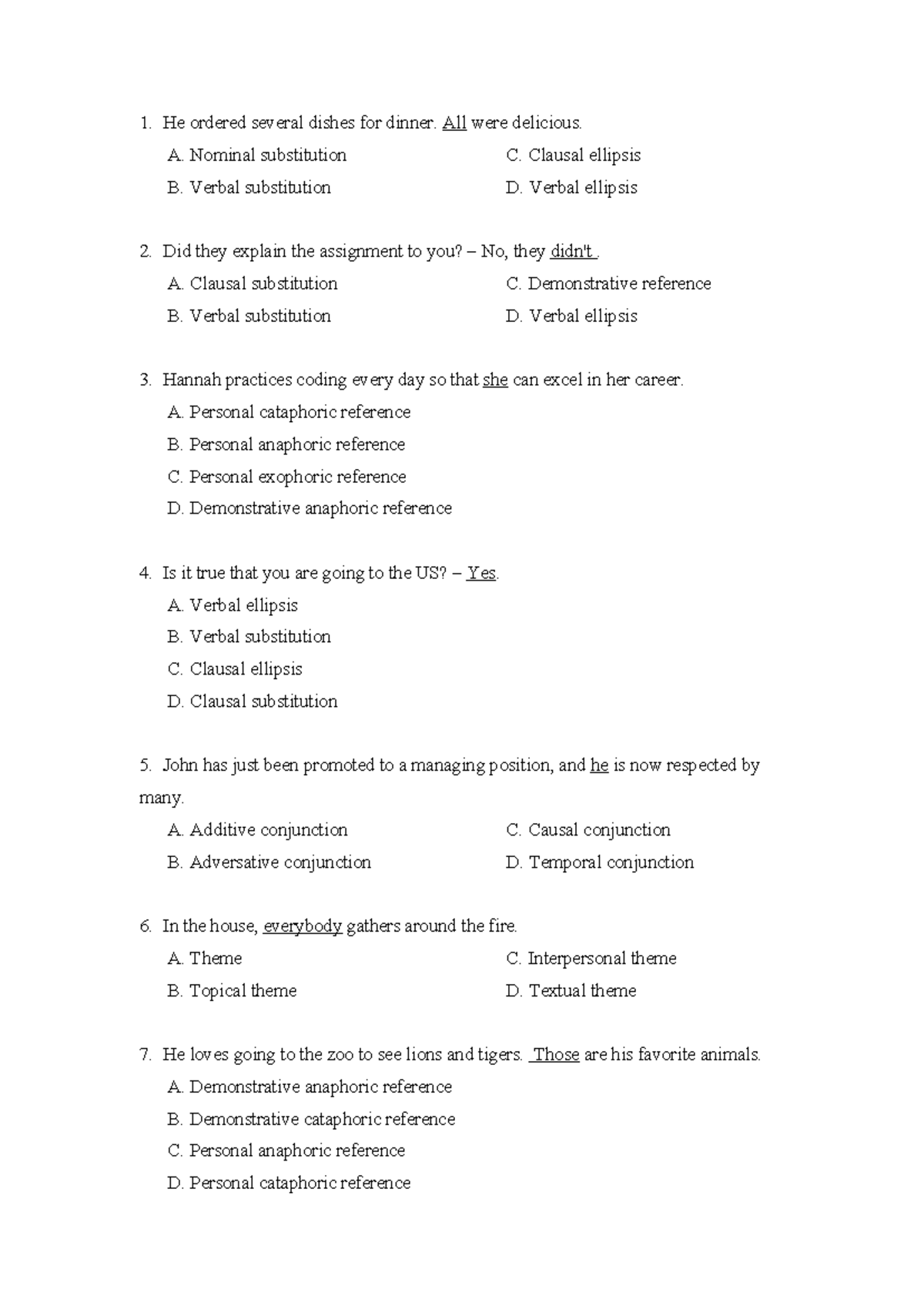 BT PTDN - Linguistic Substitution and Reference Exercises - Studocu