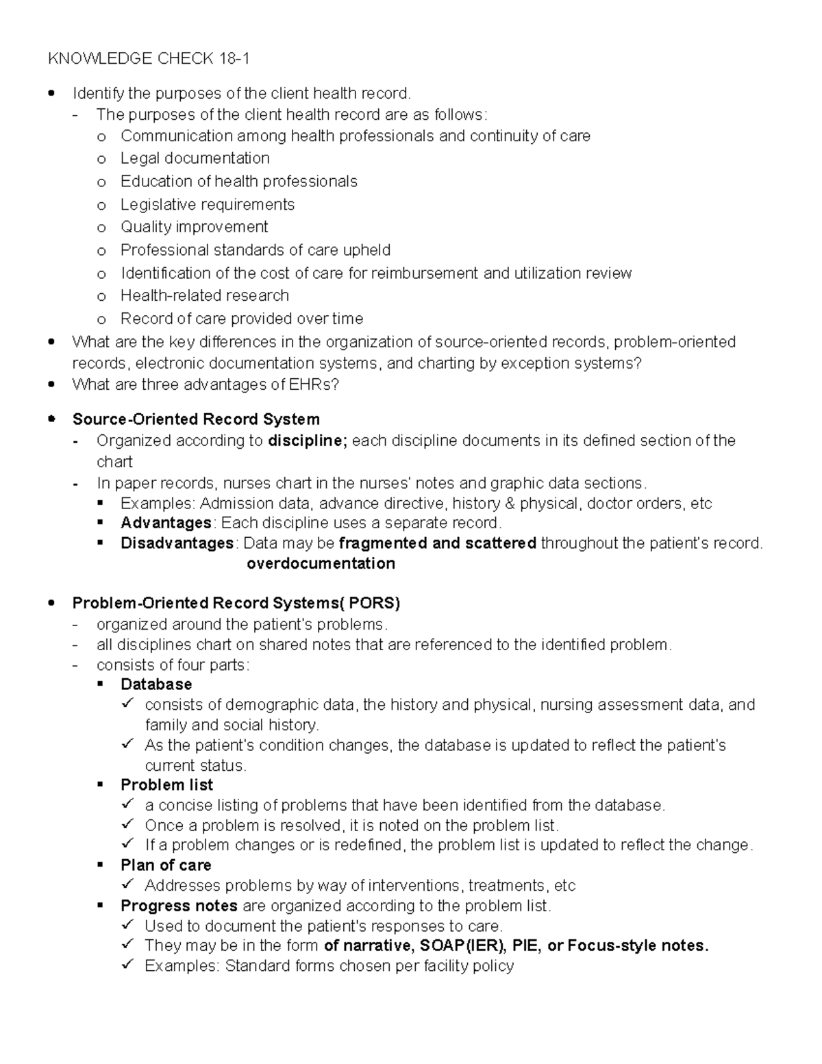 Knowledge Check 18: Key Concepts in Client Health Record Documentation ...