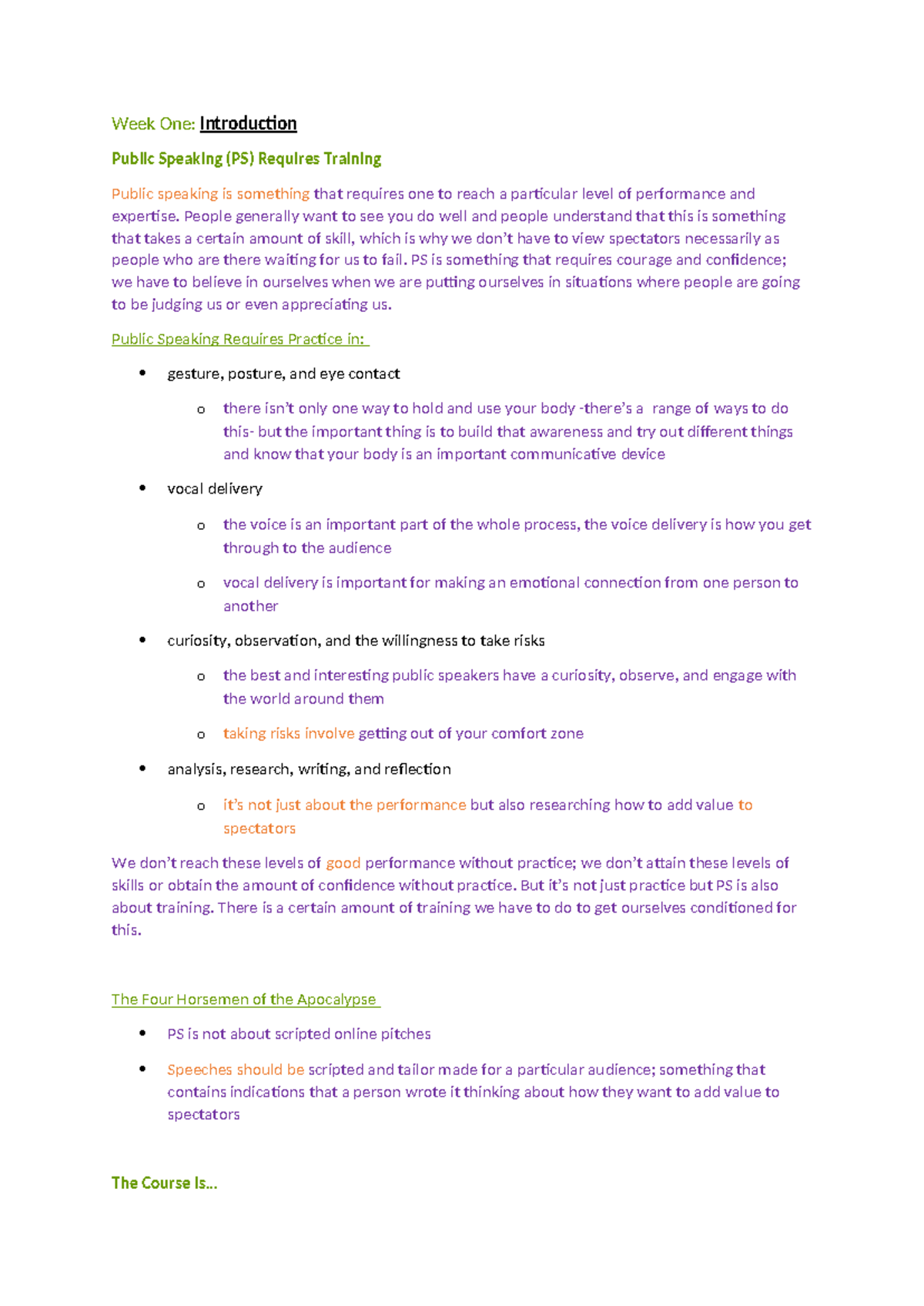 Public Speaking and Critical Reasoning Lecture Notes - Week One ...