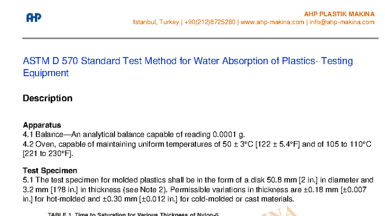 ASTM D 570 Standard Test Method for Water Absorption of Plastics - Studocu