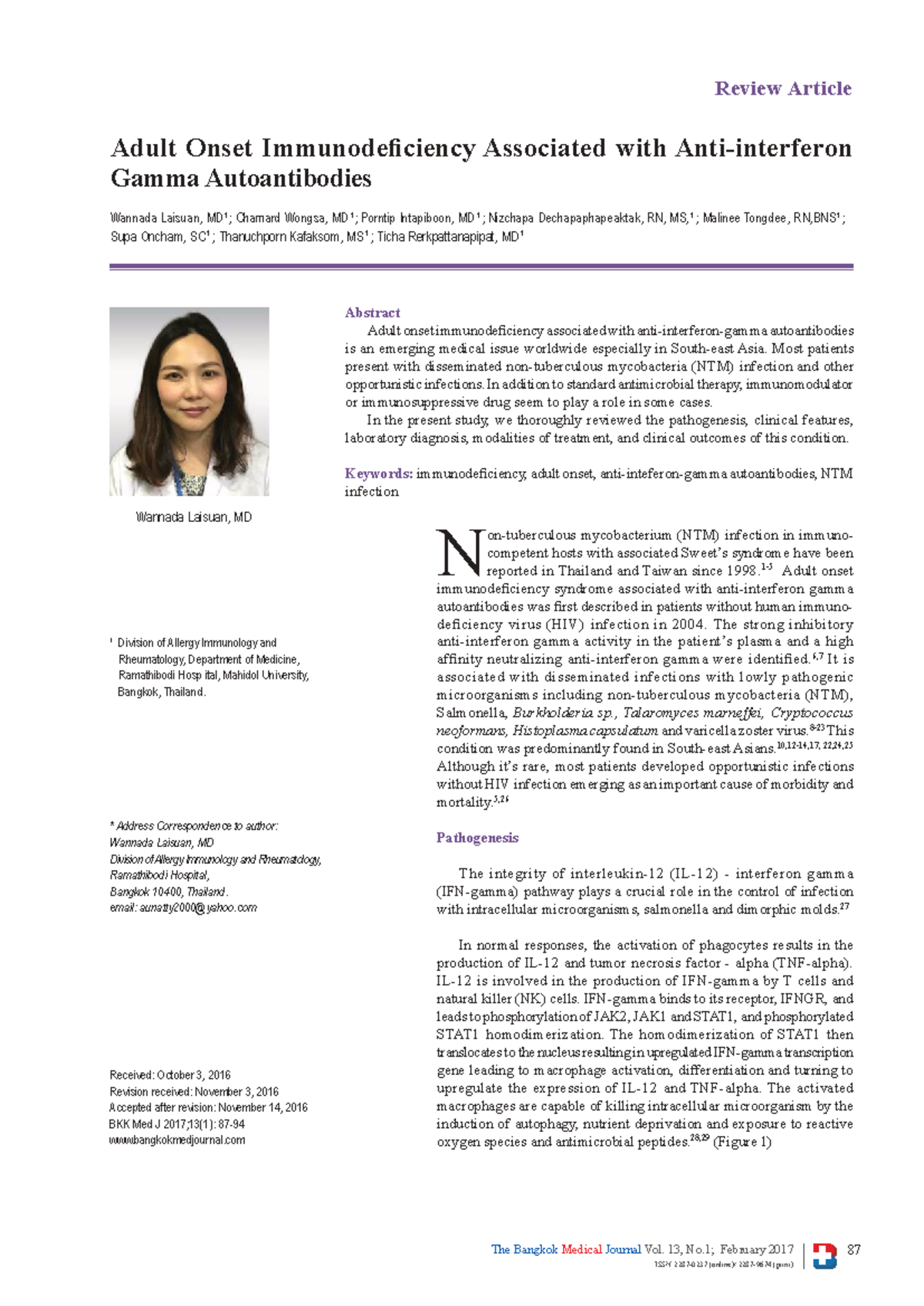 Adult Onset Immunodeficiency & Gamma Autoantibodies: A Review - Studocu