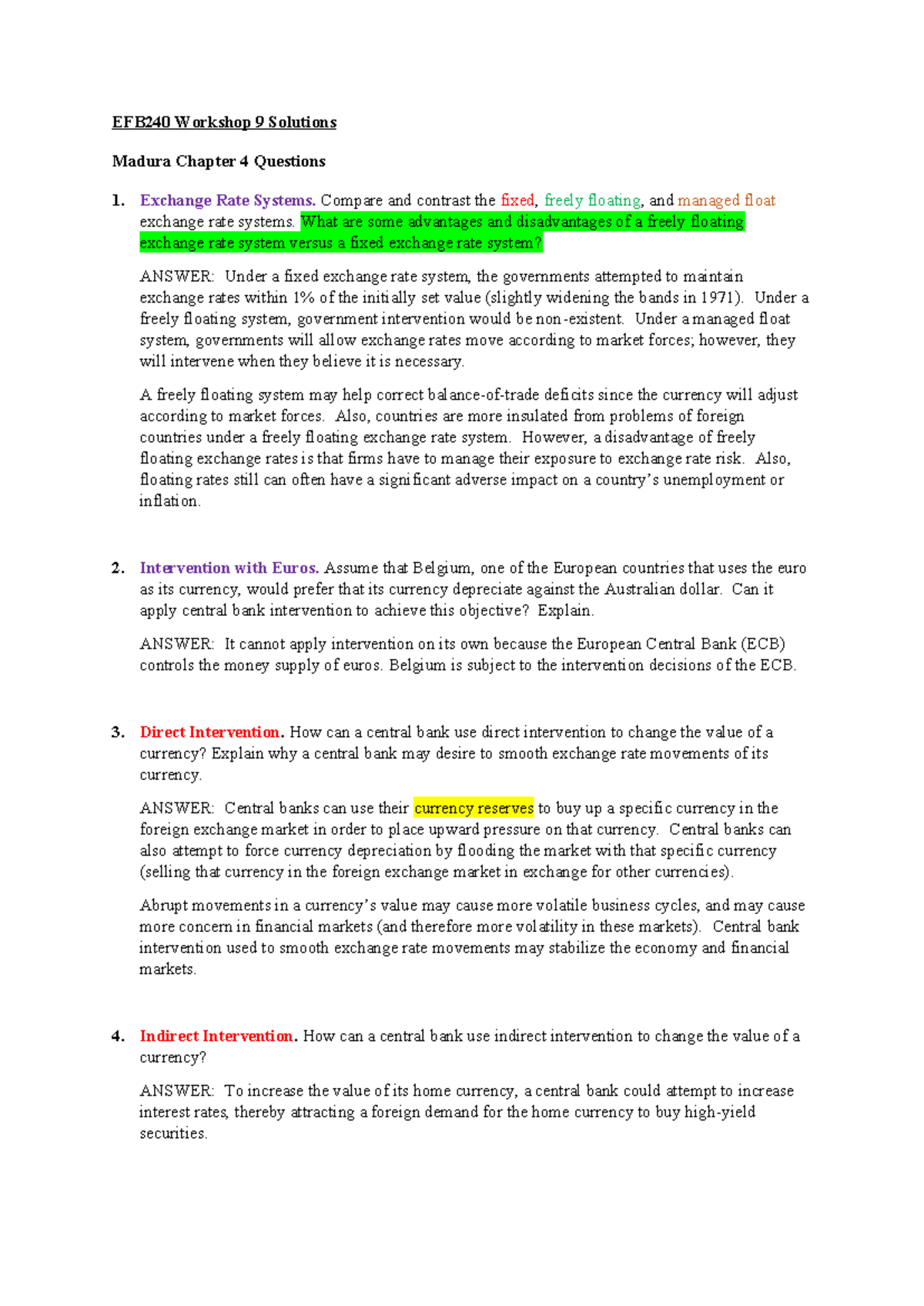 Tut 9 - week 9 tutorial - EFB240 Workshop 9 Solutions Madura Chapter 4 ...