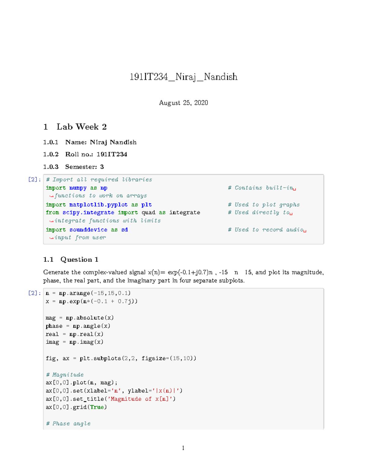 191IT234 Lab Week 2: Signal Processing and Plotting Techniques - Studocu