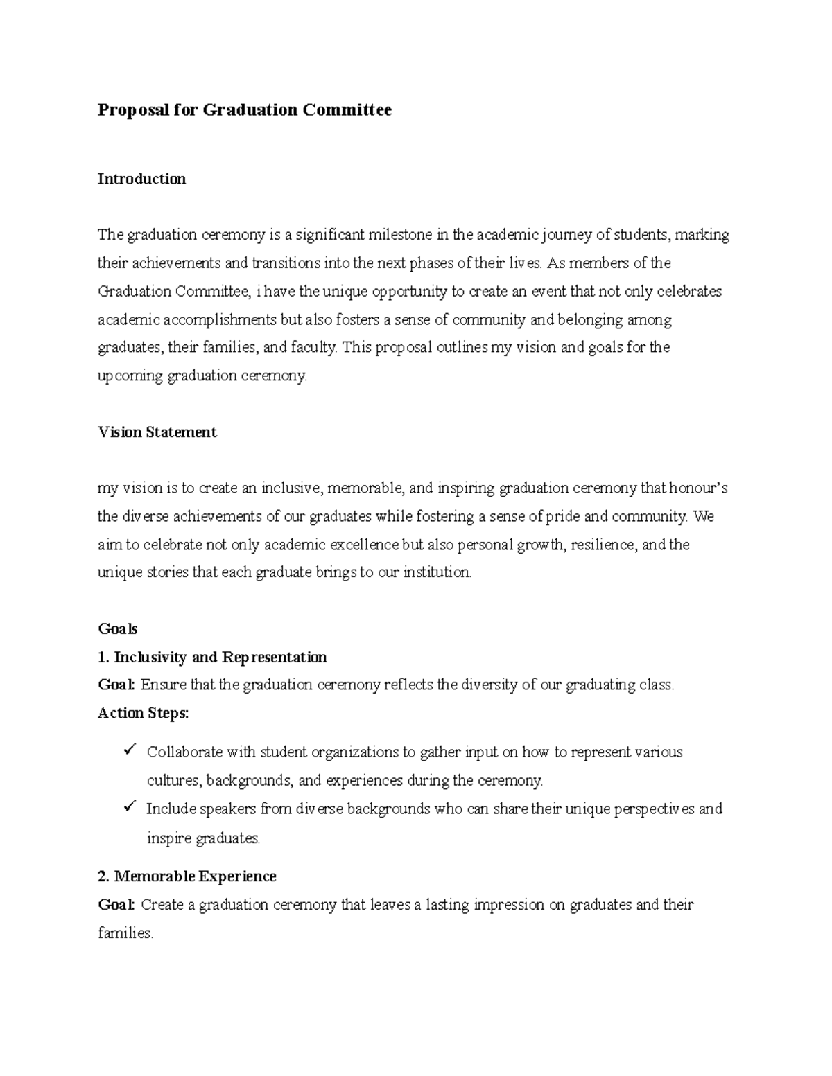 Proposal for Graduation Ceremony by UGR/5991 Committee - Studocu