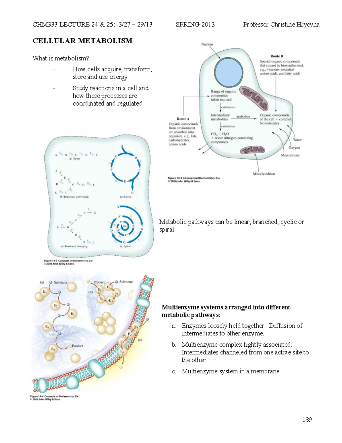 LECTURE 24-25: SPRING 2013 - CELLULAR METABOLISM NOTES - Studocu