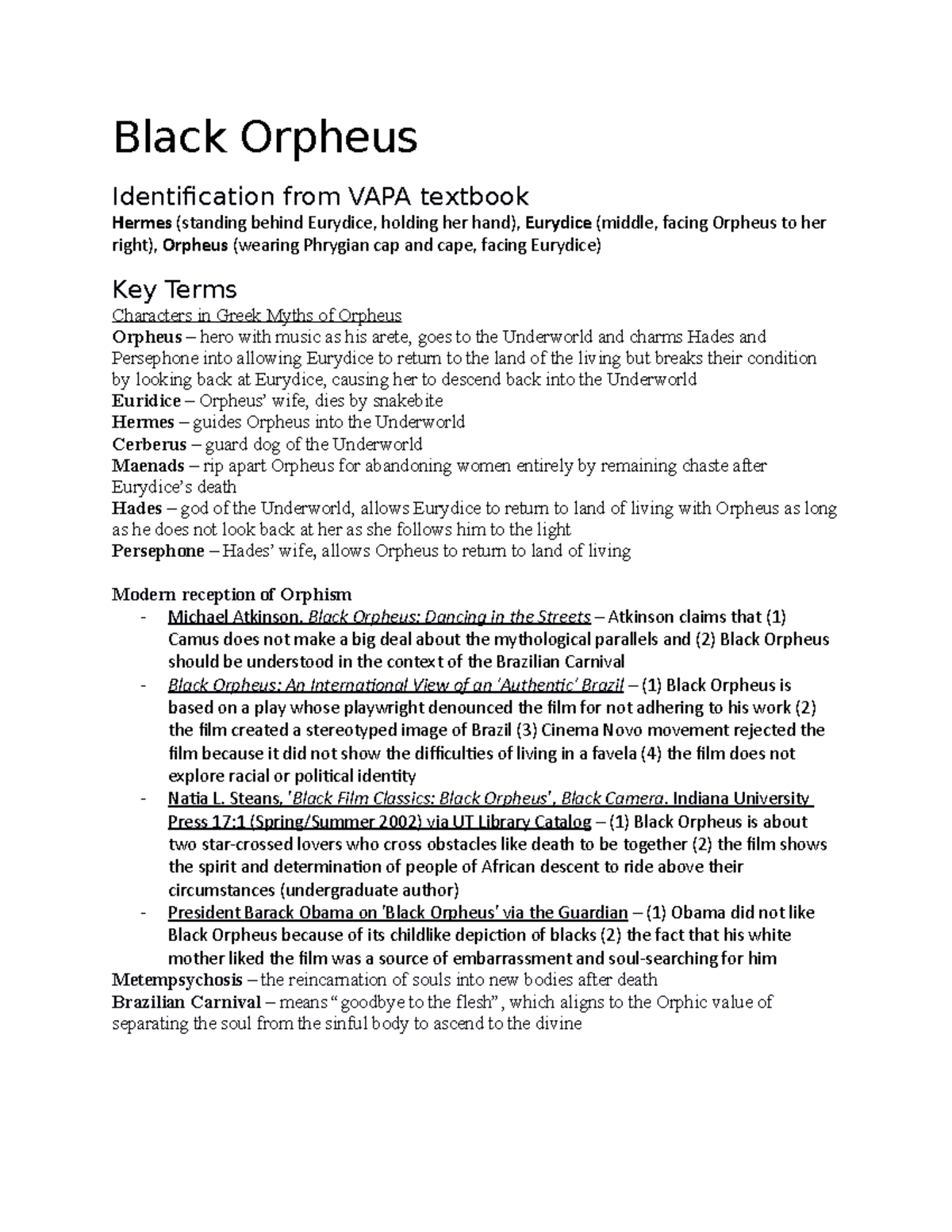 Black Orpheus: Key Themes and Character Analysis in Film Adaptation ...