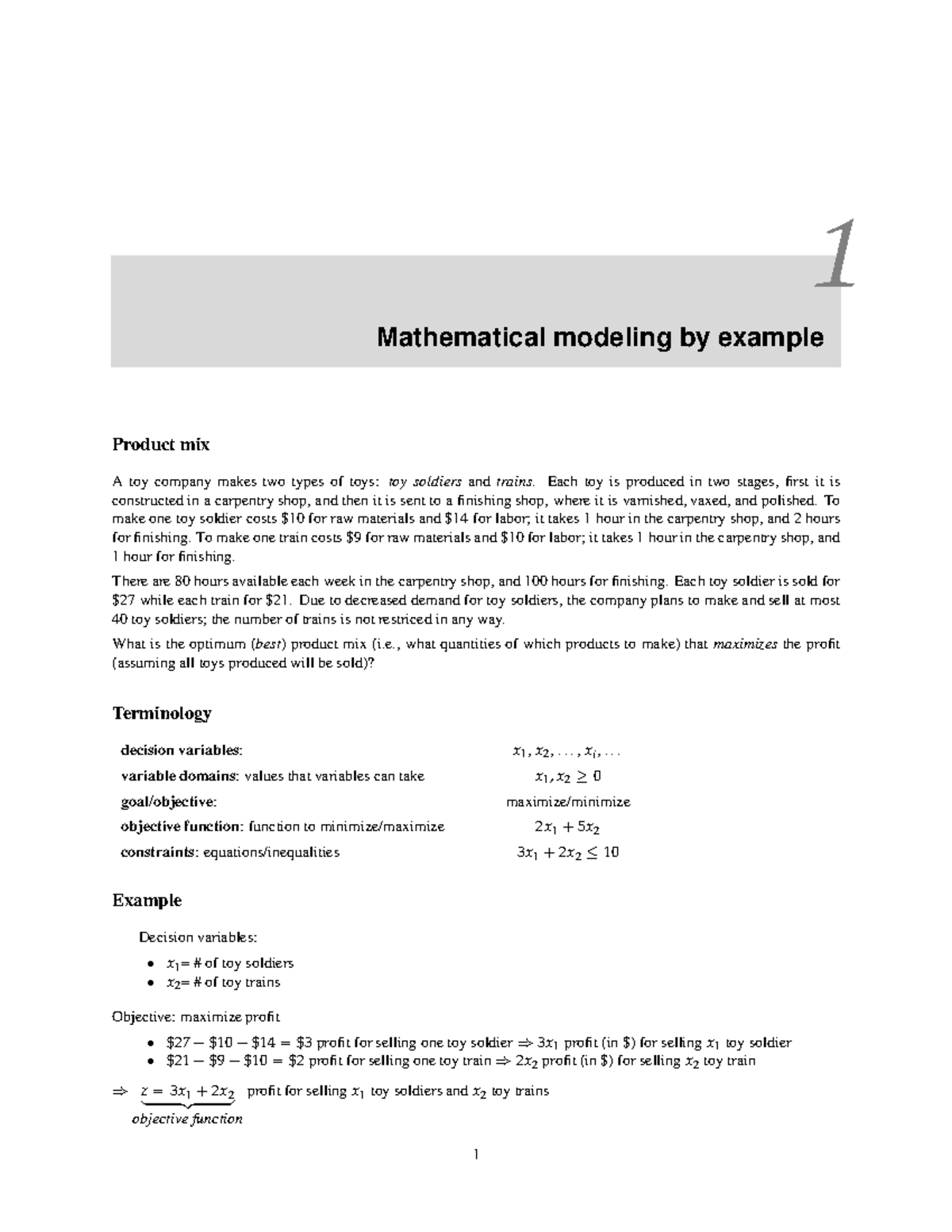 INDU 323-Lec 01 - Mathematical Modeling and Linear Programming Concepts ...