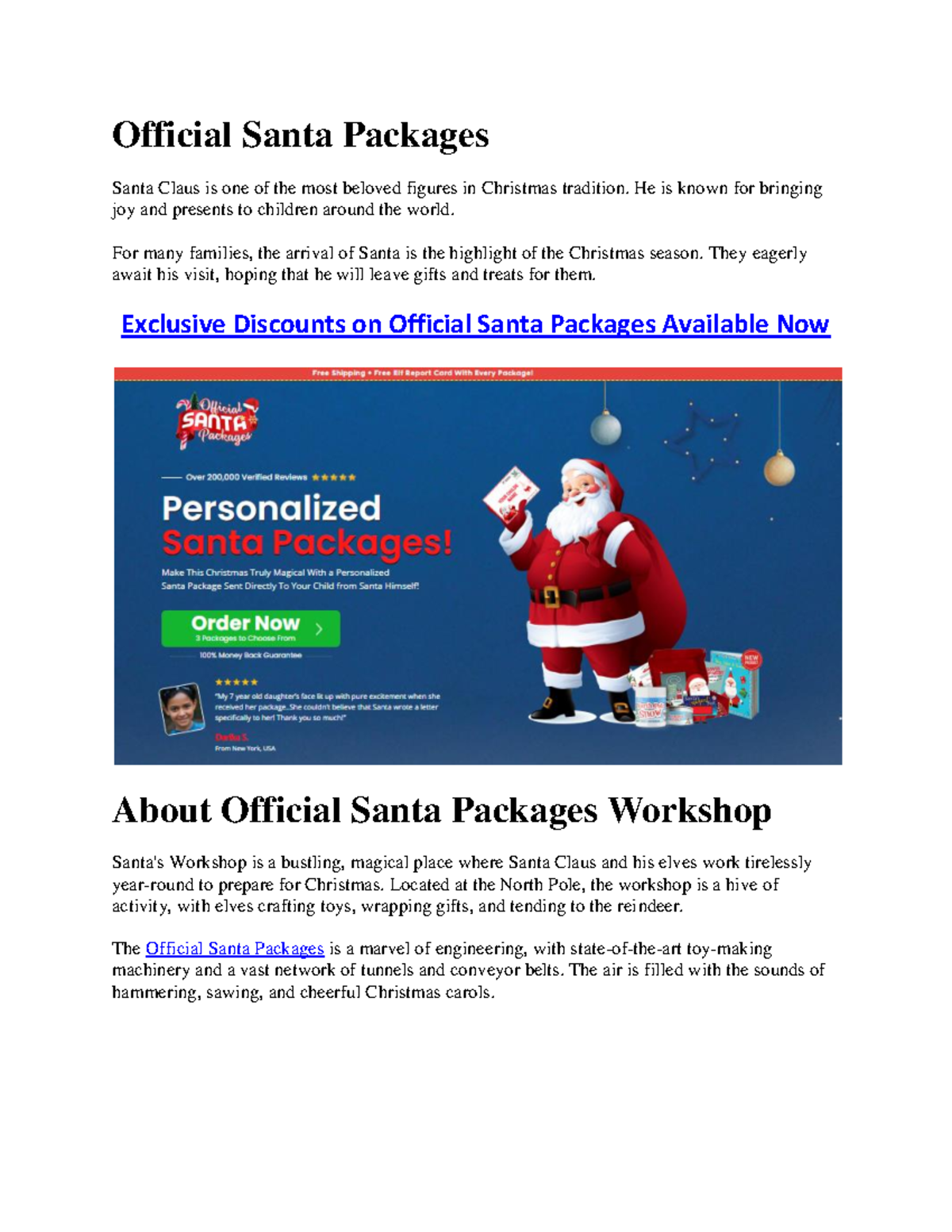 Official Santa Packages - Official Santa Packages Santa Claus is one of ...