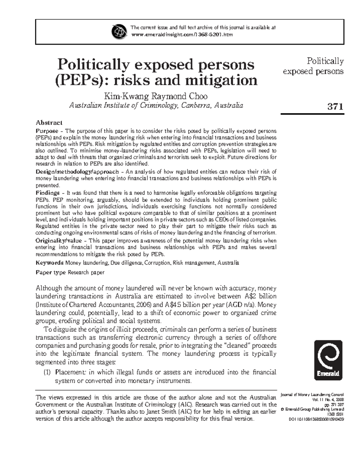 PEP Risks and Mitigation Strategies: A Comprehensive Analysis - Studocu