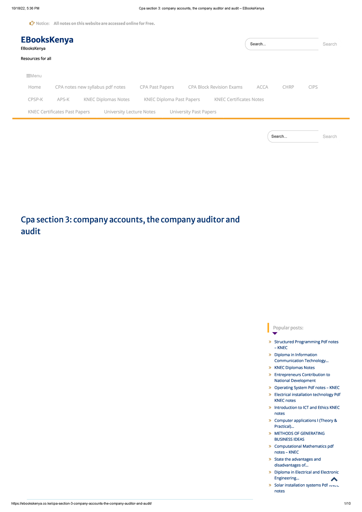 CPA Section 3: Company Accounts, Auditors, and Audit Notes - Studocu