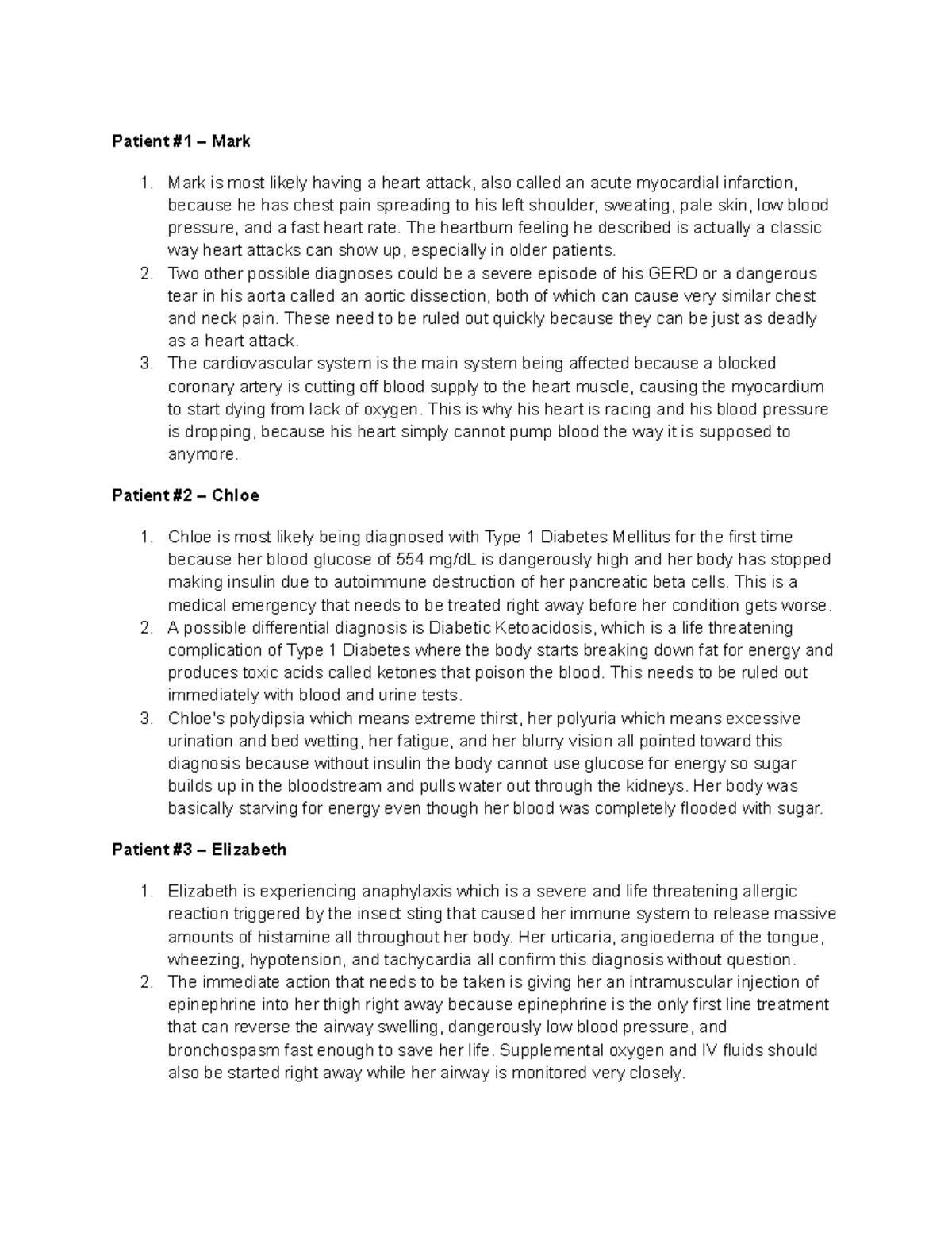 ER Case Study: Diagnosing Acute Conditions in Patients - Studocu