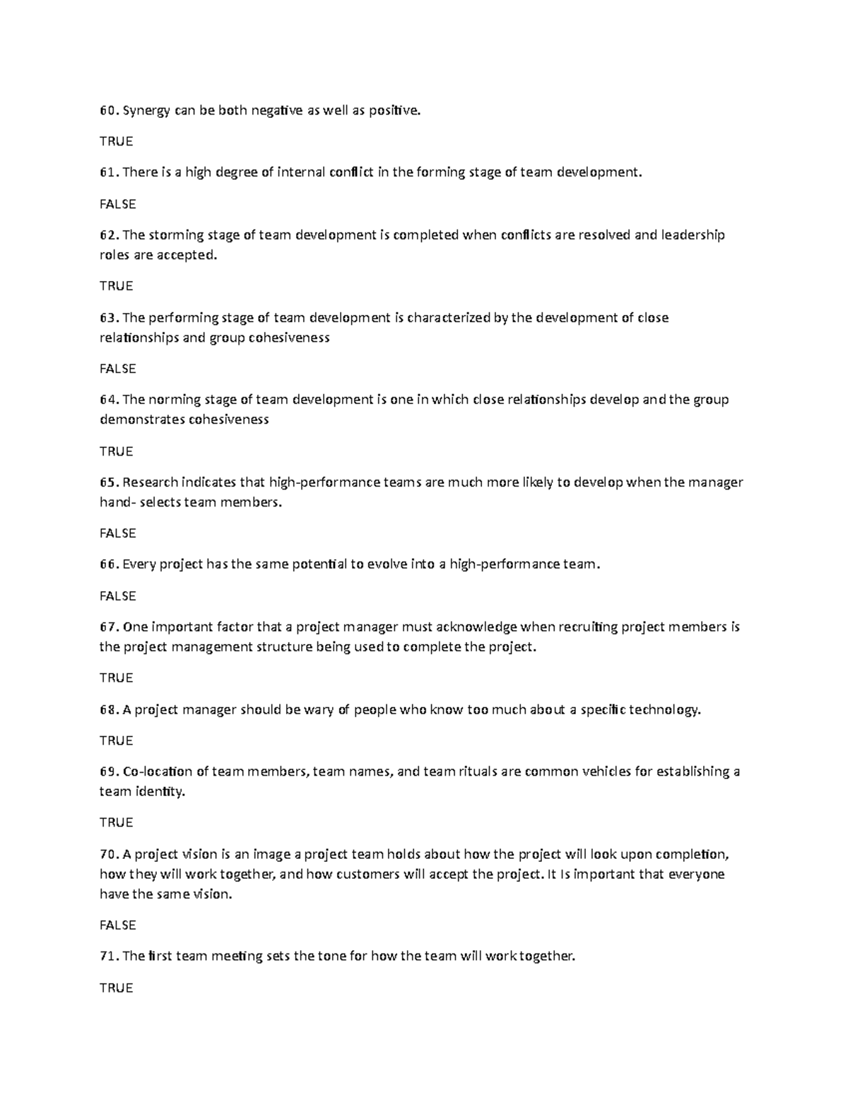 Quiz 2 Q&A on Team Development and Project Management Concepts - Studocu