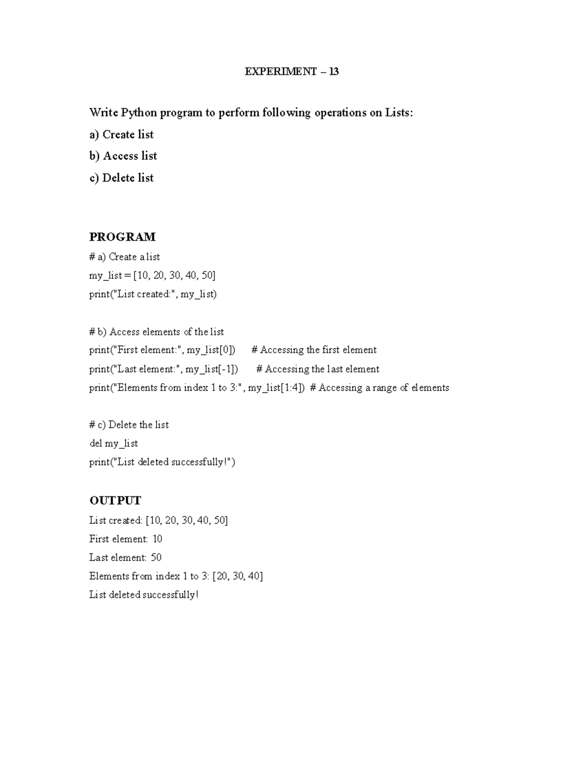 Python Practical 13-15: List and Tuple Operations in Python - Studocu