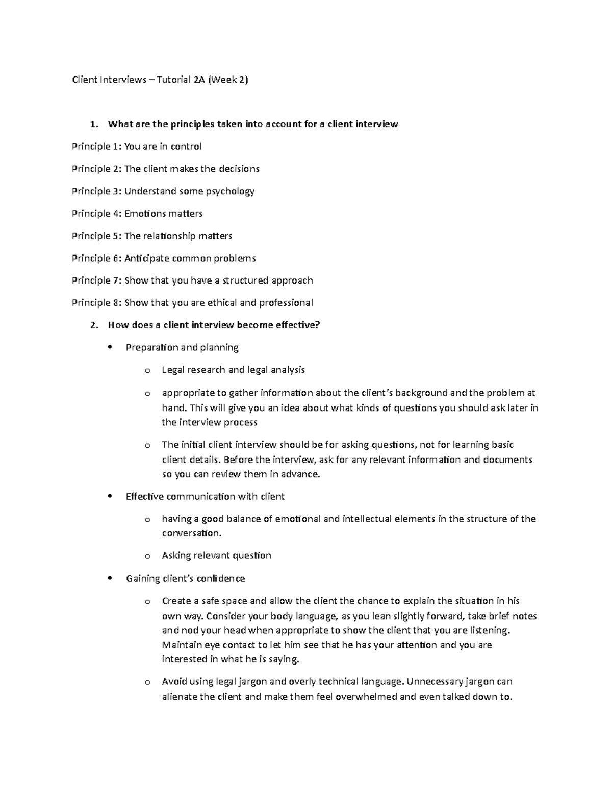 T2A and T2B Client Interviews - Client Interviews – Tutorial 2A (Week 2 ...