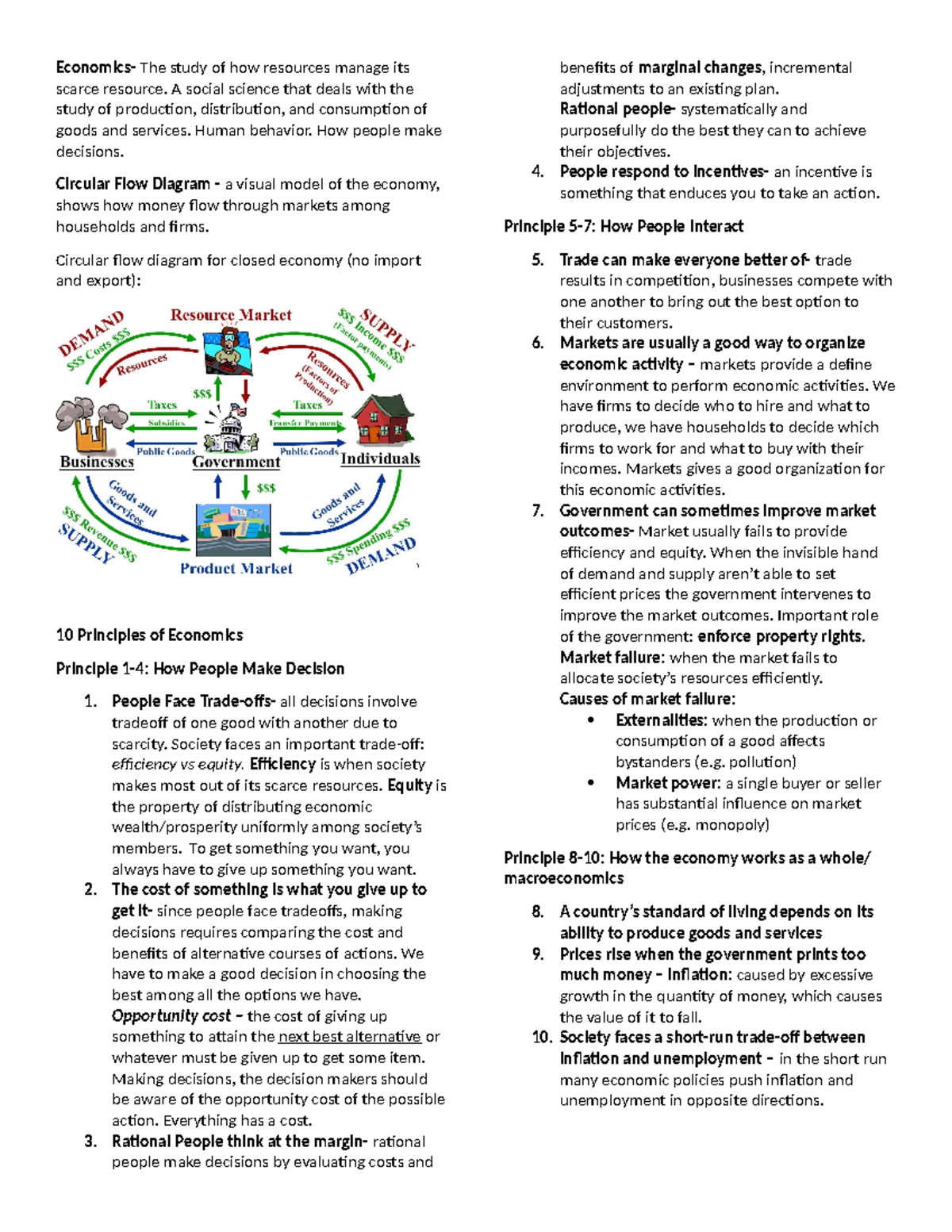 10 principles of Economics - Economics- The study of how resources ...