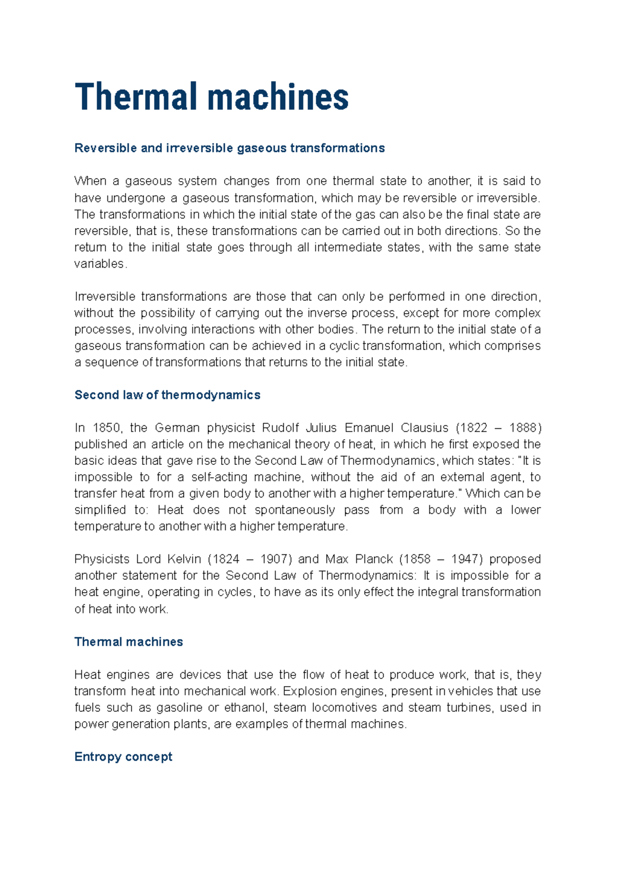 TFM 101: Overview of Thermal Machines and Thermodynamics Principles ...