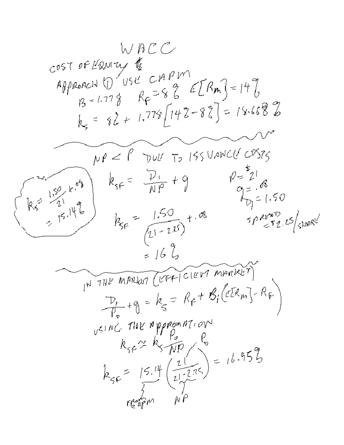 WACC and Cost of Equity Analysis Using CAPM - Class Notes (April 2 ...