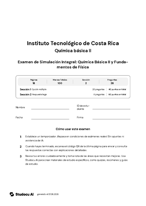 Química básica II - QU1103 - Instituto Tecnológico de Costa Rica - Studocu