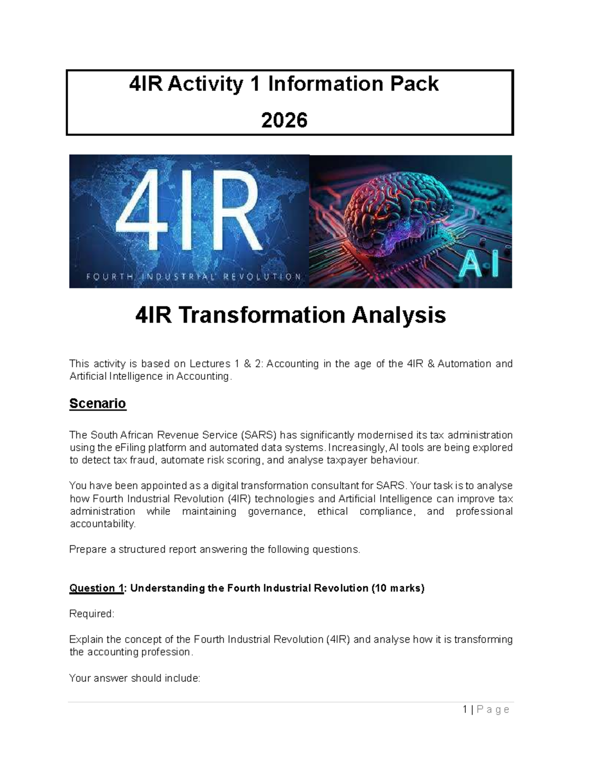 4IR Activity 1: Transformation Analysis in Accounting (2026) - Studocu